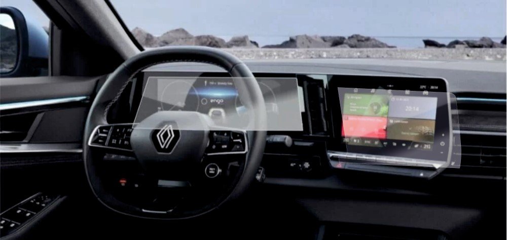 Renault Megane E-Tech ekran koruyucu 12.3 inç dijital gösterge ve 9 inç multimedya